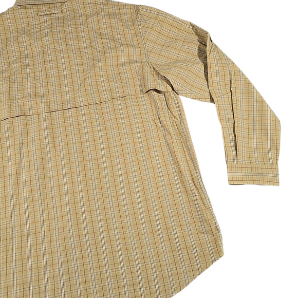Ruff Hewn Men's Shirt Large Long Sleeve Tan Plaid Button Up Lightweight - Picture 7 of 11